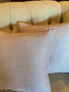 EUC Rodeo Home Soft Pink gold thread Linen-Look Throw Pillow Pair quiet luxury